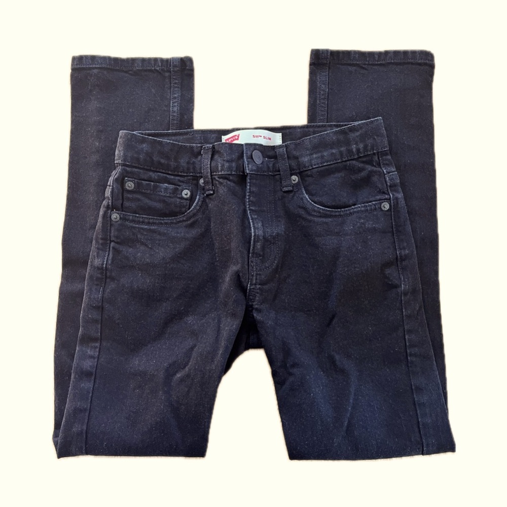 Levis 511 Black Jeans Boys Regular Size 12 Adjustable Waist 26” X 26”